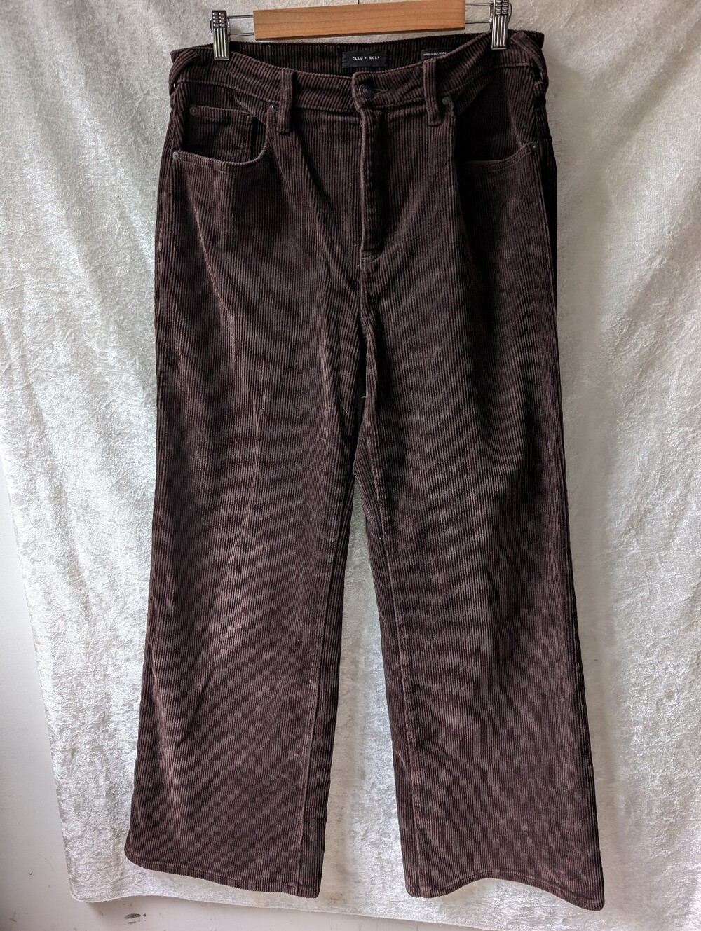 Cleo + Wolf Cotton Corduroy Thick Dark Brown Hi-rise Loose Fit